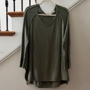 Simisue Olive Green Waffle Knit Sweater - Size M